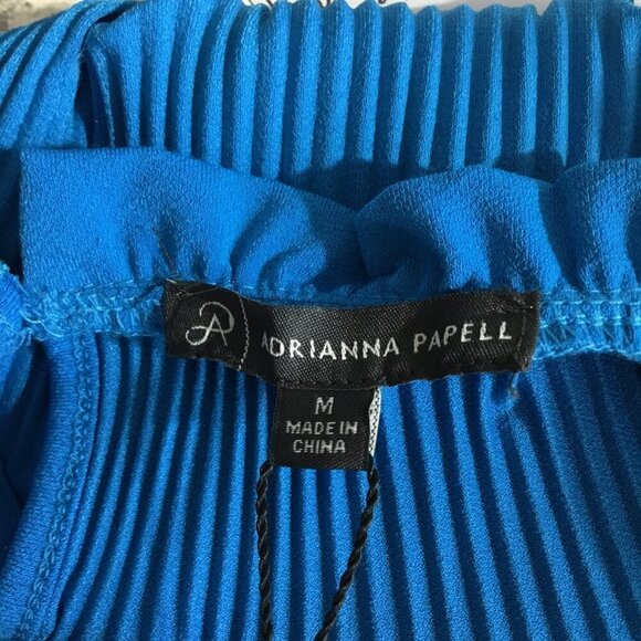 Adrianna Papell Ruffled Neck and Sleeve Mini Pleat Blouse Size Medium in Aqua - Picture 3 of 11